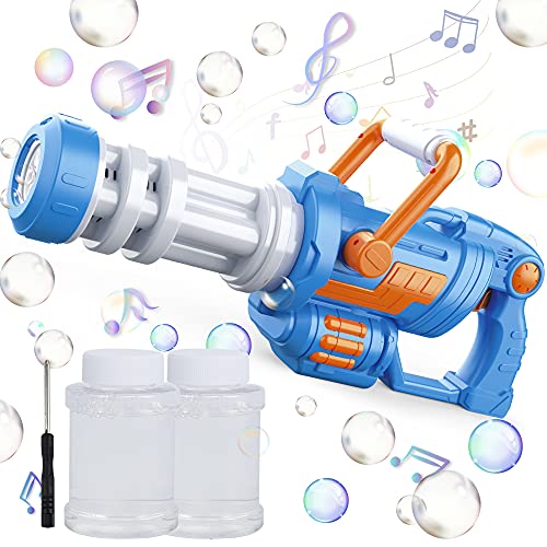 ATDAWN Bubble Leaf Blower with Bubble Solution, Bubble Machine for Kids, Bubble Guns, Bubble Maker, Bubbles Blowing Toys for Boys and Girls, Summer Themed Party Favor, Blue