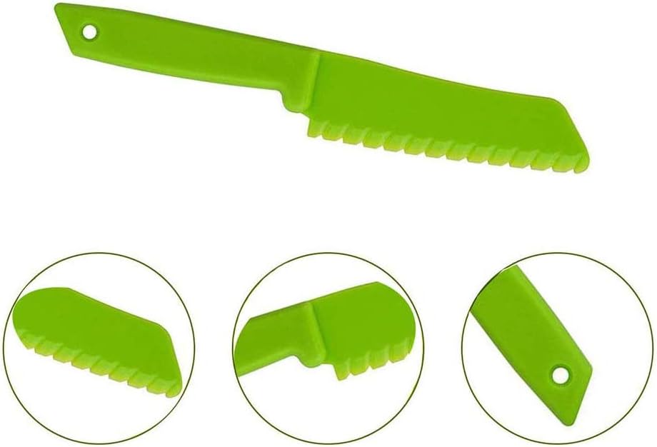 QincLing 5 Pieces Plastic Kid Kitchen Knife Set, Nylon Chef Knife Children's Safe Cooking Knives for Baking Fruit, Bread - Image 4