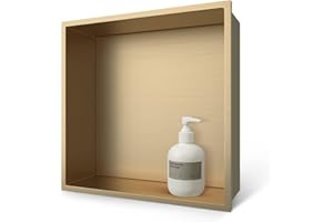 MERRANOX Shower Niche,Stainless Steel Shower Niche,Recessed Niche Shower for Bathroom Storage,no tiling Required, 12" X 12" X 4",Champagne Gold