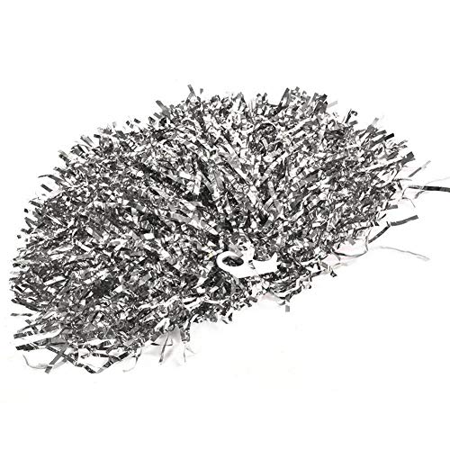 Eboxer 6 Pieces Cheerleader Pom Poms for Competition Dance Party, Cheerleading Pom Ball(Silver)