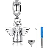 zaxsj Sterling Silver Urn Charms for Ashes Cremation Charm for Women Fit Bracelet Angel Bead Memorial Keepsake Pendant Cremation Jewelry for Women