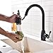 VAPSINT Brilliant Oil Rubbed Bronze Single Hole Single Lever Swivel Mixer Pull Down Kitchen Faucet, Pull Out Sprayer Kitchen Sink Faucets