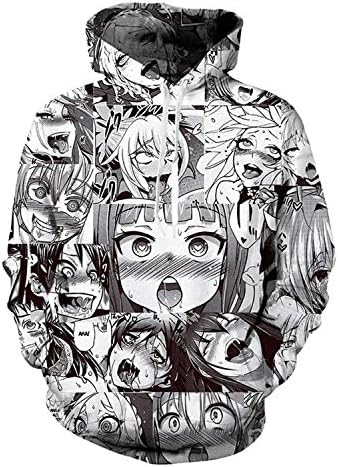 Keasmto Ahegao Anime Hoodie for Men and Women 3D Zipper Pullover Sweatshirts Winter Hoodies