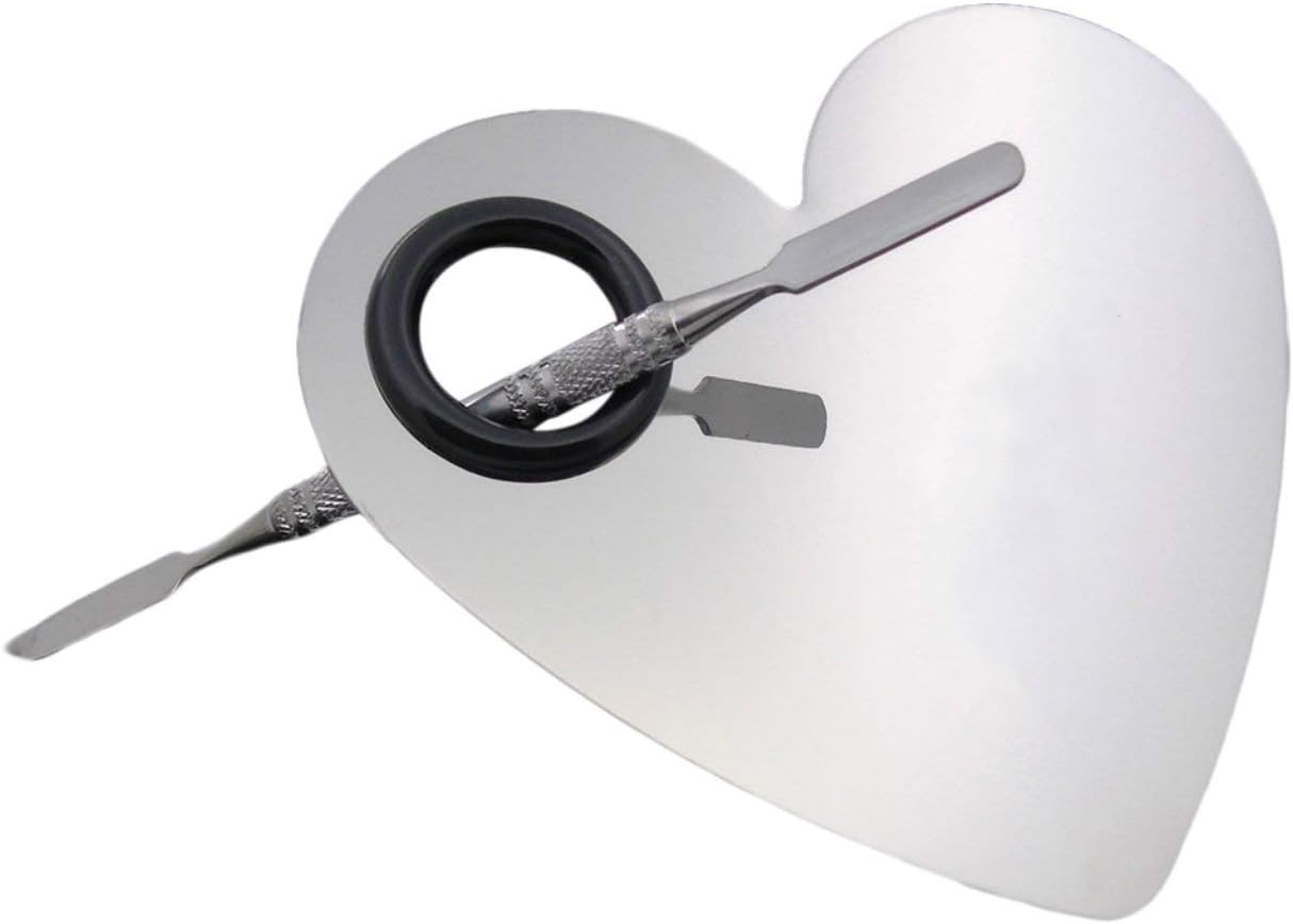Liobaba 304 Stainless Steel New Heart Shape Makeup Nail Palette Set Spatula Fashion Pallet Makeup Artist Tools
