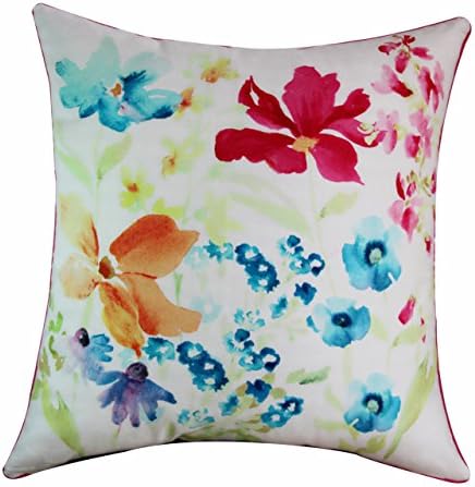 Winqirl Back Cushion Throw Pillow Shell 20 X 20 Inches, Rich Watercolor Floral Print, Multi