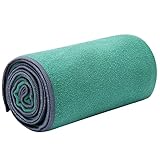 JKMEOO Microfiber Hot Yoga Towels, Sweat Absorbent Non-Slip Bikram Yoga Mat Towels for Hot Yoga, Pilates, Sports and Fitness (72x24 Inches) (Green)
