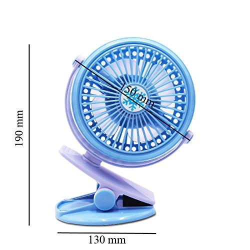 Coohole New Mini Portable Clip Fan Rechargeable Battery USB Desk Fan For Baby Stroller & Car (Blue)