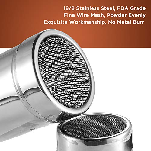 Powder Sugar Shaker with Lid, SOSMAR 2 Pieces 304 Stainless Steel