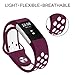 Hanlesi Band for Fitbit Charge 2, Soft Silicone Adjustable Fashion Sport Strap for Fitbit Charge2 Replacement Fitness Accessory Wristband with Hole Fuchsia - White
