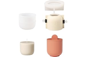 BOOWAN NICOLE Round Candle Vessels with Lid Silicone Mold with 3.5oz Candle Refill Silicone Mold, Candle Jar Silicone Mould for Jesmonite Concrete Cement (SH1024+915-3+LZ625)