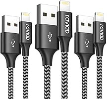 RAVIAD iPhone Charger Cable, Lightning Cable [3Pack 2M, MFi Certified] iPhone Charger Nylon Braided Fast iPhone Charging...