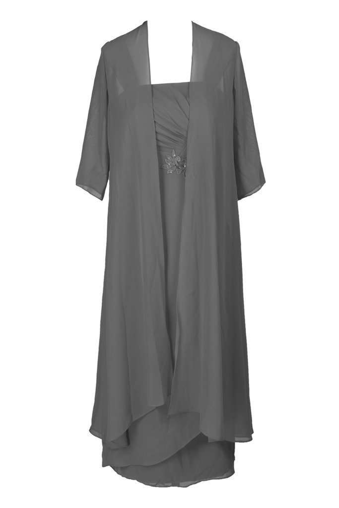 Tea Length Mother of The Bride Dress Formal Evening Gowns Long Chiffon