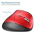 KINGTOP Wired & Wireless Ergonomic Vertical Mouse, Rechargeable Gaming Mouse, Red