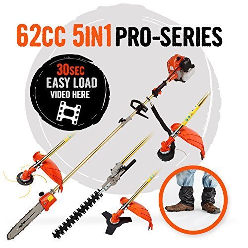 title=DECESPUGLIATORE A SCOPPIO 62CC KIT MULTIFUNZIONE 5 IN 1 MOTOSEGA TAGLIASIEPI