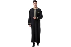 LENMIPOT Men's Muslim Clothes Durable Kaftan Robe Dubai Long Gown Ethnic Clothes,1pc Soft Robe