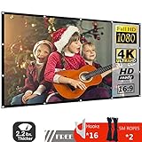 120 Inch Projector Screen 16:9 HD Foldable Portable Anti-Crease Indoor Outdoor Movie Screen Support Double Slides Projection for Home Theater Gaming Office
