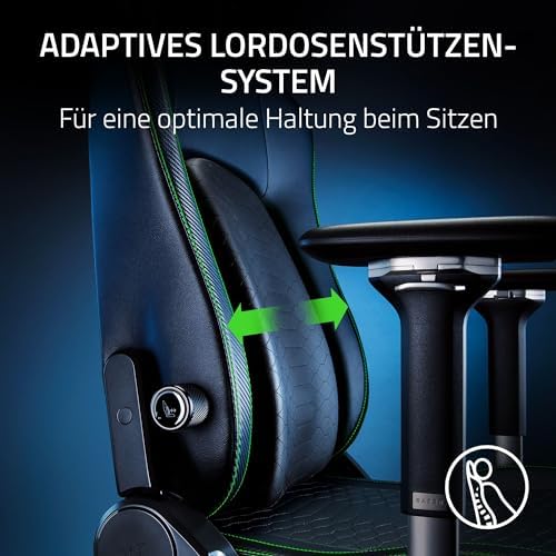 Iskur V2 - Gaming-Stuhl mit adaptiver Lordosenstütze (Polster aus hoch verdichtetem Schaumstoff, integrierter Lendenwirbelstütze, 4-D-Armlehnen, robuster Stoff) Fabric