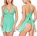 Ababoon Women Nightwear Lace Babydoll Strap Chemise Halter Lingerie Green