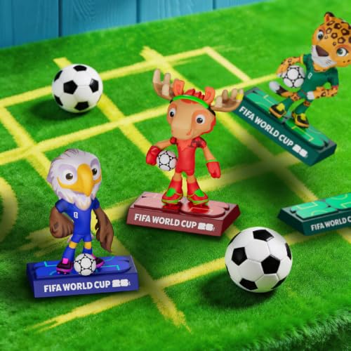 Sanyetral para la Copa Mundial de la FIFA 2026 - Set de figuritas oficiales con licencia de la mascota con caja de exhibición (Clutch, Maple y Zayu), figura modelo de mercancía oficial para