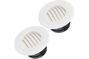 FOCCTS 3'' Air Vent Louver, Round Air Vent ABS Louver Grille Cover White Soffit Vent with Built-in Fly Screen Mesh for Bathroom Office Kitchen Ventilation, 2Pack