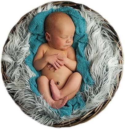 New Big Size Mongolian Faux Fur Nest Photography Prop Rug Newborn Baby Soft Blanket Basket Stuffer Photo Backdrop (Gray)