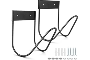 Vindar Garden Hose Holder Wall Mount Garden Hose Hook, Heavy Duty Metal Garden Hose Hanger for Water, Air Compressor Hose, Ropes, Extension Cords (Black, Set of 2)
