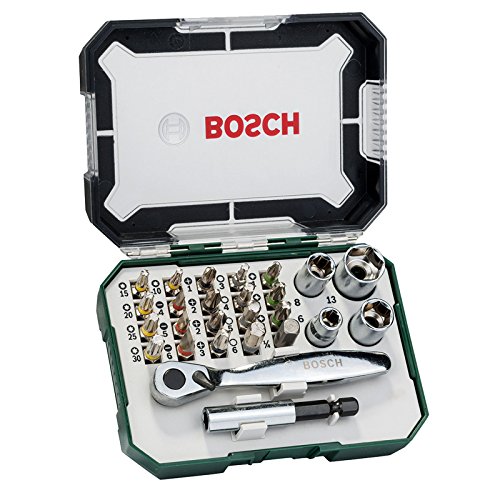 Bosch Screwdriver Bit And Ratchet Set Hand Tool Kit 26 Pieces