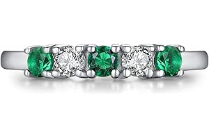 AILAAILA 5 Stone Birthstone Rings for Kids Teens Girls Women Size 2-9 Stainless Steel Birthday Mother's Ring Daughter Kids Gifts Eternity Wedding Band Anniversary Ring