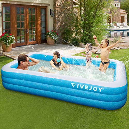 FiveJoy Family Inflatable Swimming Pool, 120 X 72 X 22 Inch Rectangular