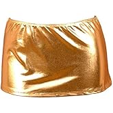 Women's Gold Metallic Sexy Mini Skirt (Faux PVC Leather Wet Look Micro Skirt)