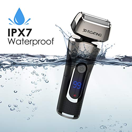 GOOLEEN Electric Razor for Men Cordless Foil Shaver Wet and Dry Electric Shaver for shaving Beard Trimmer with Waterproof 3D Flexible Head USB Rechargeable LED Display