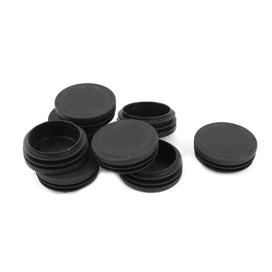 Sourcingmap® 8pcs Black Plastic 50mm Diameter Round Tubing Tube Insert Cap Bung