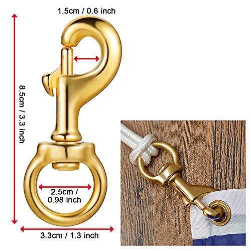 Jetec Flag Clips for Rope Solid Brass Flagpole Snap Swivel Clasp
