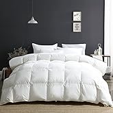 APSMILE Oversized King Luxury Organic Cotton All Season Down Feather Fibers Comforter, High Fill-Power Medium Warmth Duvet Insert (120x98, Ivory White)