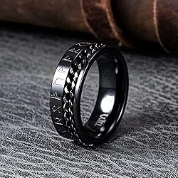 King Will 8mm Black Spinner Ring Cuban Chain Viking