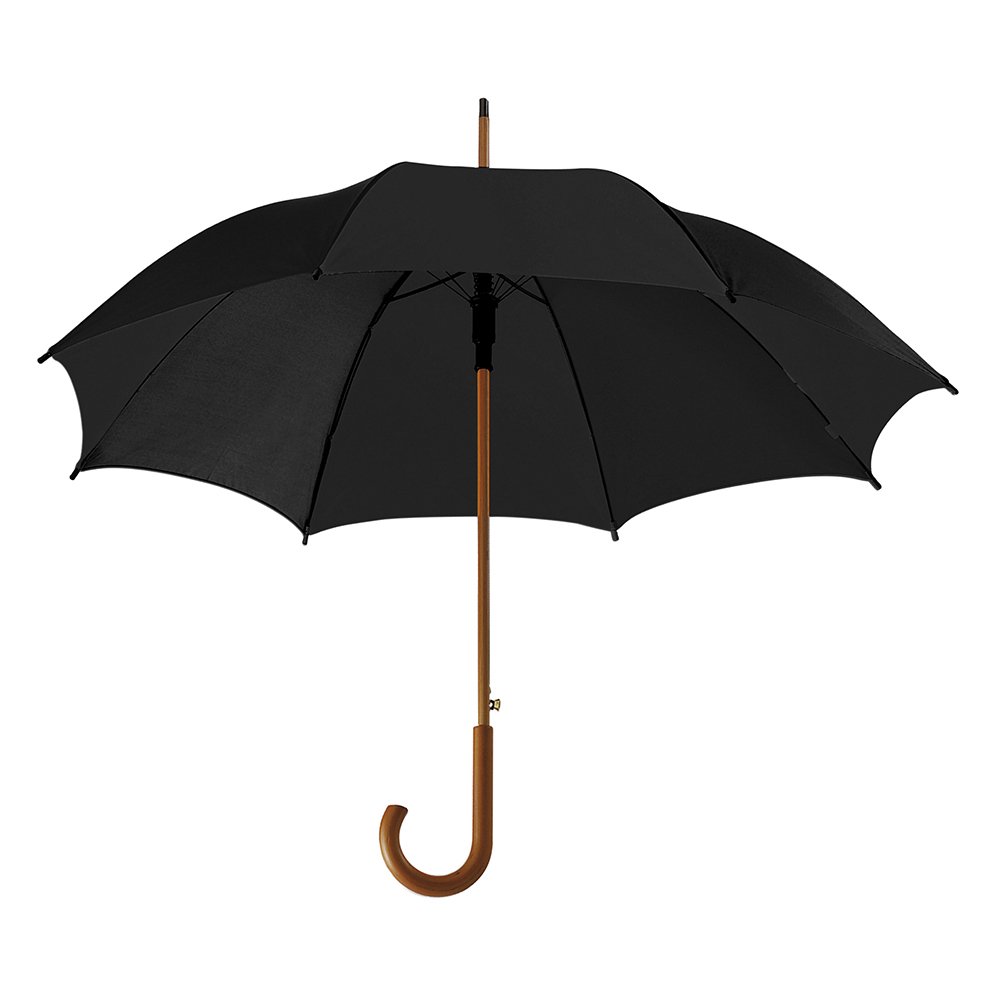 eBuyGB Automatic Opening Classic Wooden Crook Handle Large Umbrella Rainproof for Men and Women Umbrella Windproof Strong - Black 41.5 Inch / 105cm Span 90cm Length