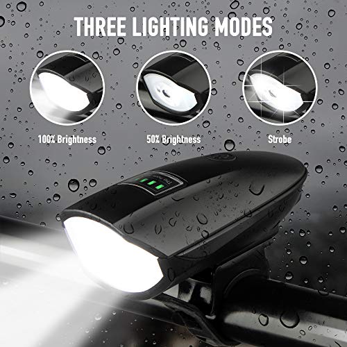 Bike Lights Set with Horn 1400LM USB Rechargeable Bicycle Headlight & Tail Light & Horn