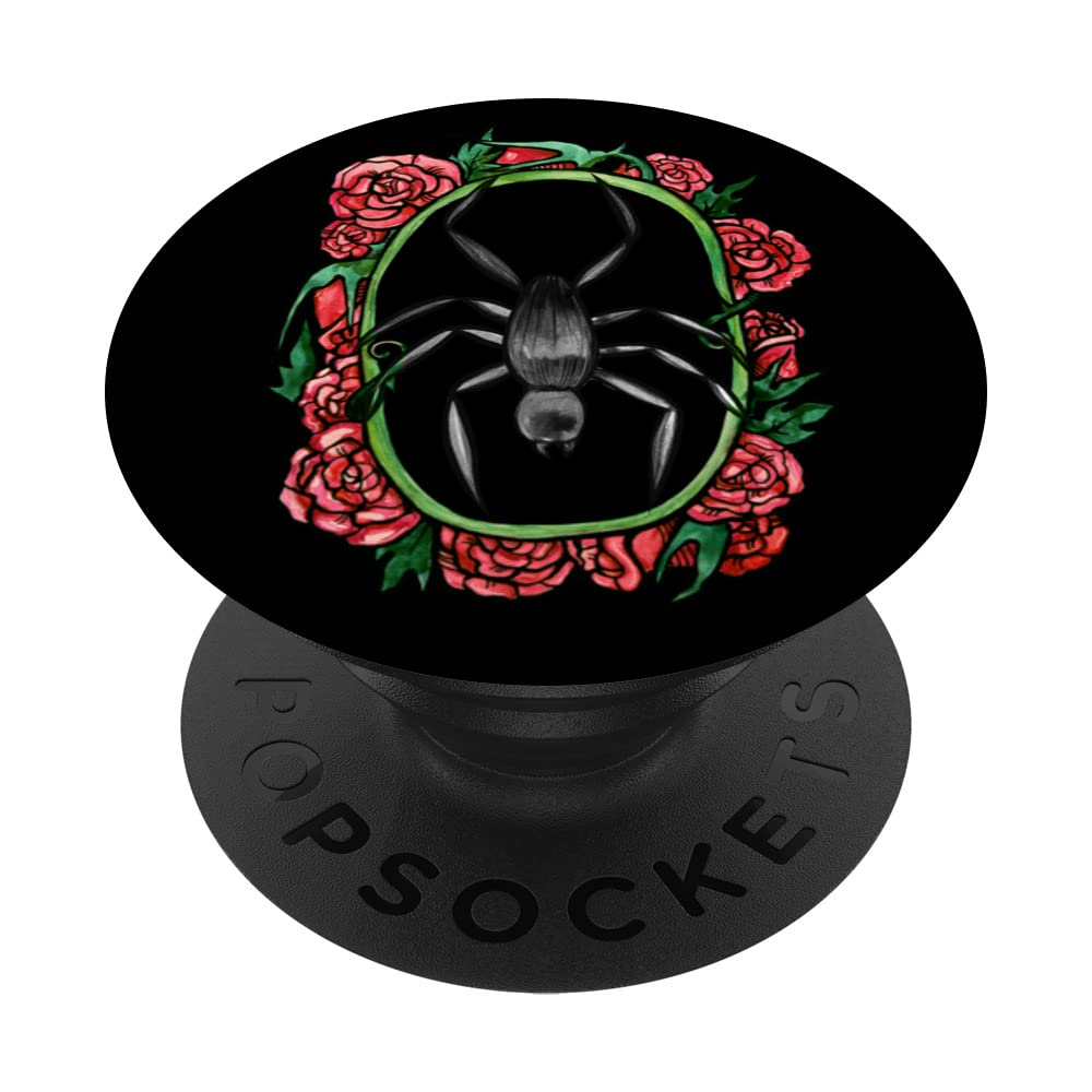 Spider Art cute spider lovers designs Red Roses PopSockets Swappable PopGrip