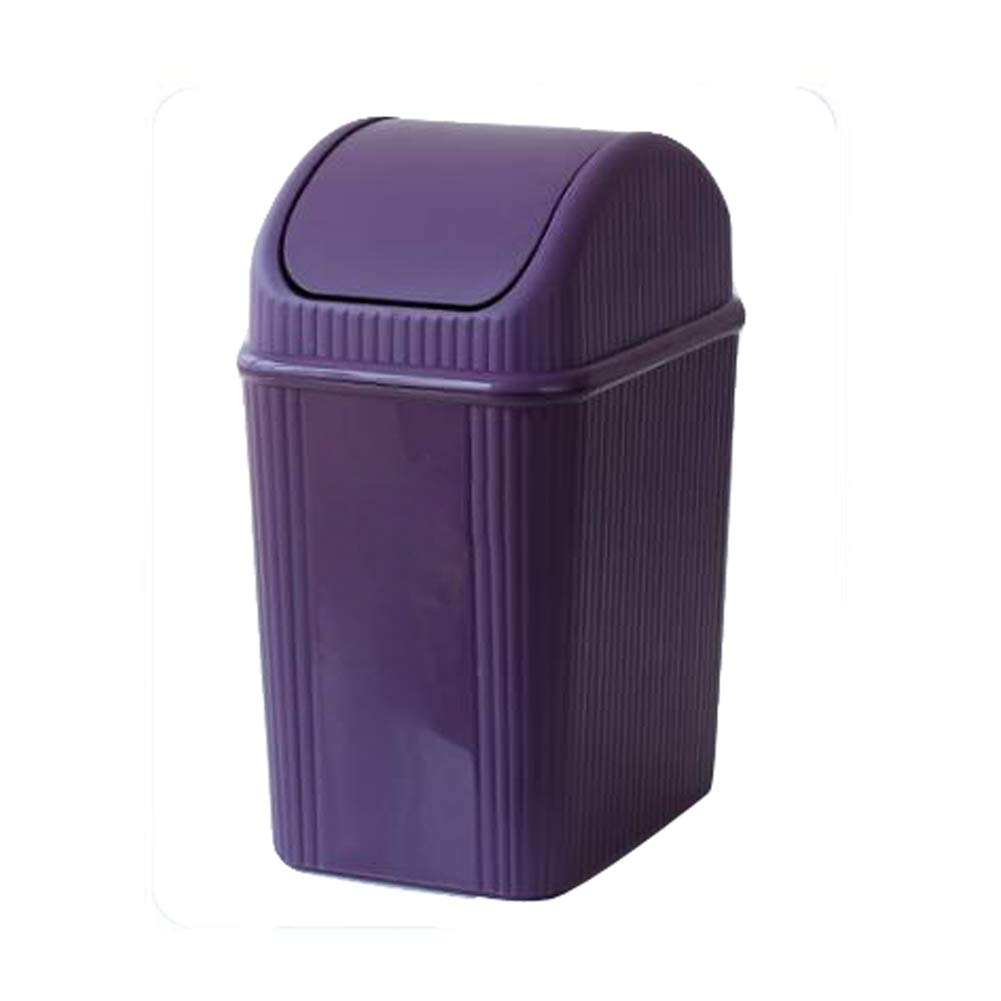 Trash Can Hflove Table Top Mini Plastic Desktop Trash Bin Swing Lid (Purple) Home