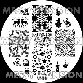MESSY MANSION MM55 Nail Art Stamping Plate - Christmas II theme