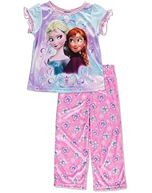 Frozen Anna and Elsa 2 Piece Little Girls Pajama Set, Sizes 2T-4T