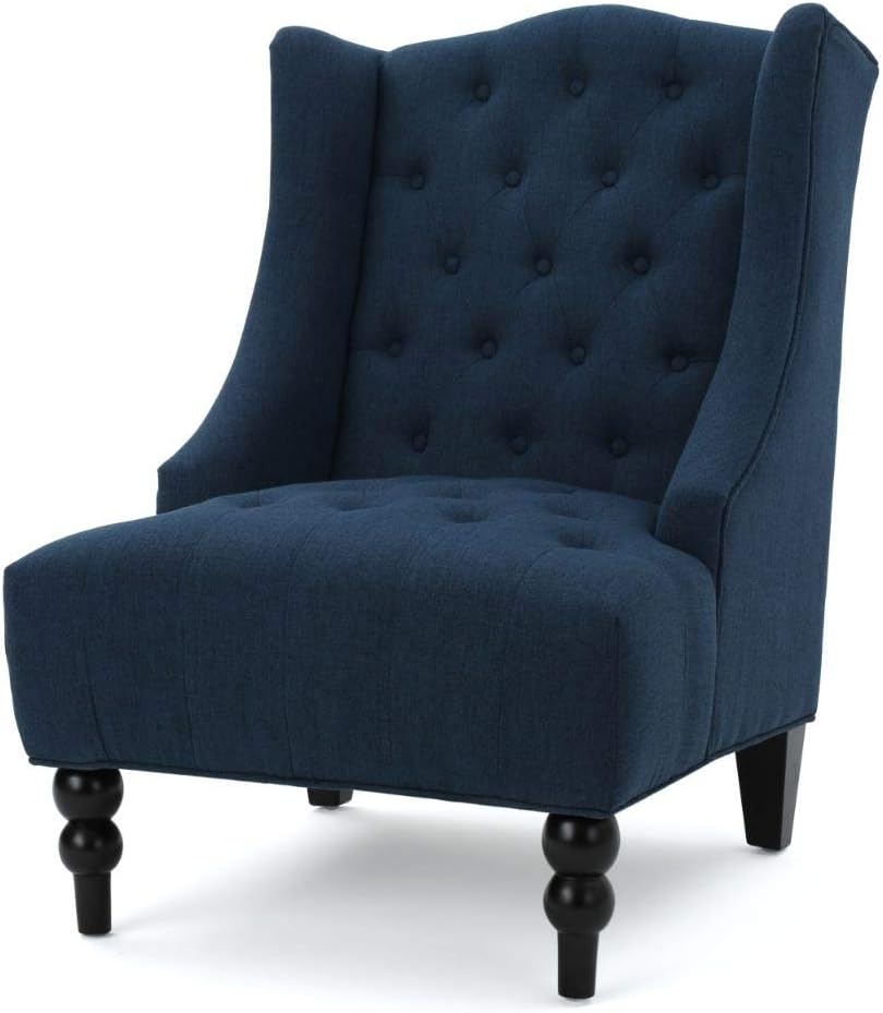 Christopher Knight Home Toddman High-Back Fabric Club Chair, Dark Blue: Furniture & Decor