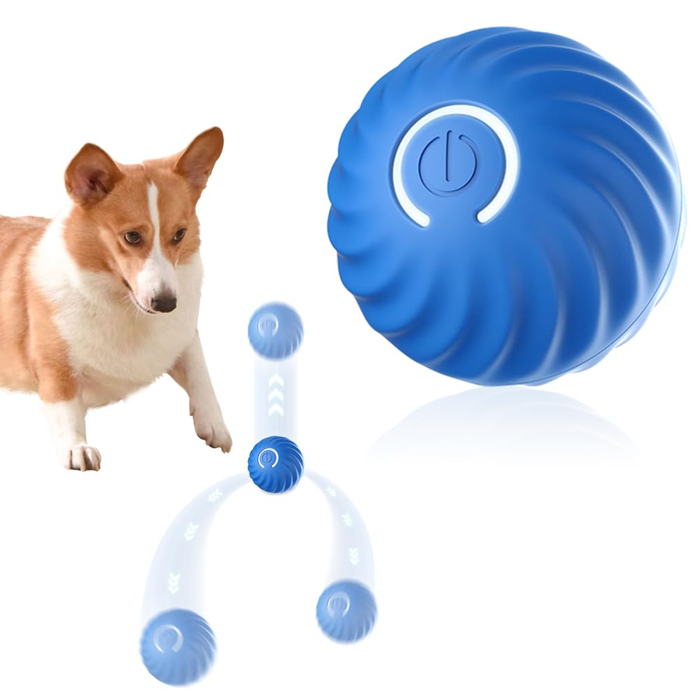 Interactive Toys for Dogs - USB Smart Balls with LED Flash Light, Automatic Launcher Toy for Moving Pets