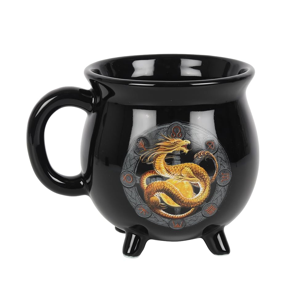 Black New Bone China Litha Cauldron Mug by Anne - 10cm x 10cm (1 Pc.) - Colour Changing Magic Mug, Unique Witchcraft Brew Design - Enchanting Gift - Perfect for Home Decor