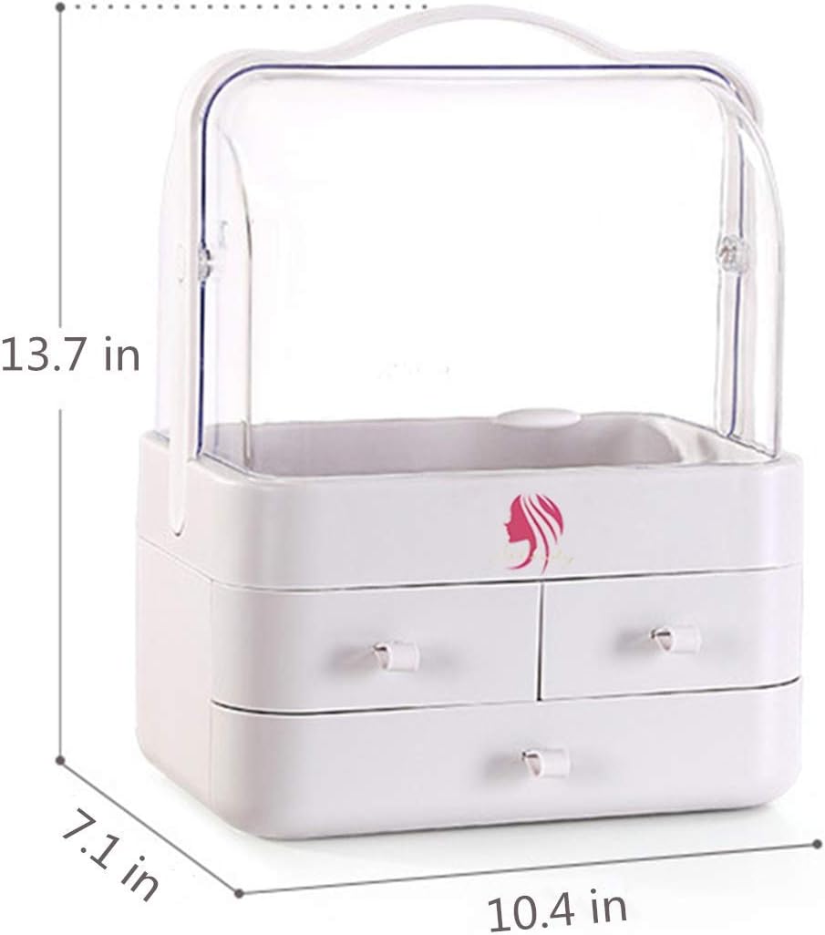 Clear Cosmetic Storage Organizer - Cosmetic Display Cases, Jewelry and Hair Accessories. Looks Elegant Sitting on Your Vanity, Bathroom Counter or Dresser. Clear Design for Easy Visibility (White): Home Improvement