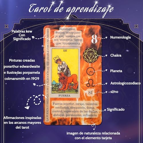 YCQYNHQ Tarot Rider Waite, Tarot en Español para Principiante, No Necesita Libro de Guía, Baraja Clásica con 78 Cartas 22 Arcanos Mayores y 56 Arcanos Menores