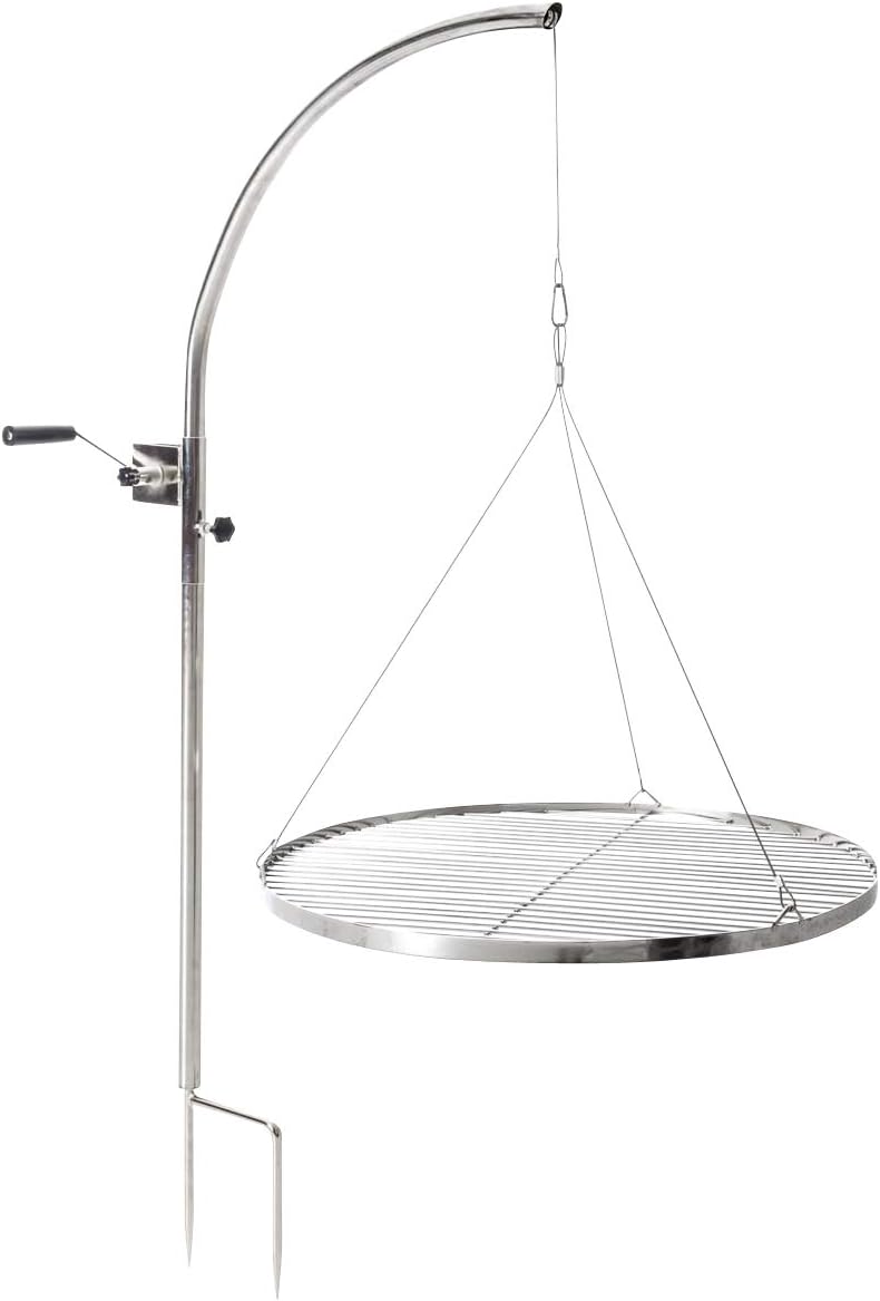CLP SCHWENKGRILL aus Edelstahl I Grillgalgen I Gartengrill I Grillfläche von Ø 55cm I Grillrost höhenverstellbar, Farbe:Edelstahl