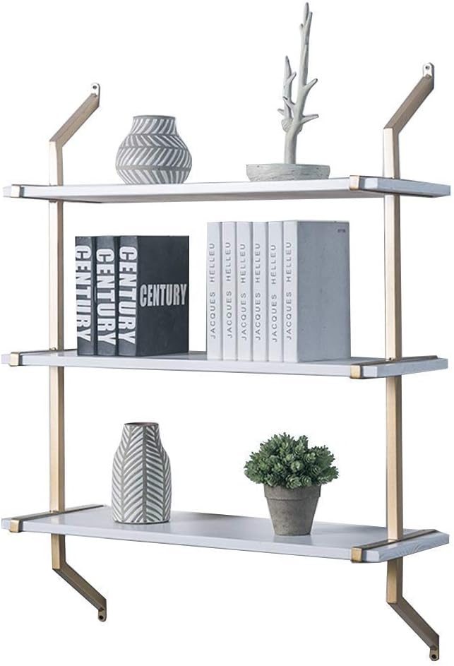 Carl Artbay Floating Ledge Iron Frame White Wooden partition Storage Rack Multi-Function Display Living Room, 2/3 Floor (Color : 3 Tiers, Size : 60CM) Home Decor (Color : 3 Tiers, Size : 100CM)