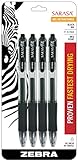 Zebra Sarasa Retractable Gel Ink Pens, Medium Point 0.7mm, Black Rapid Dry Ink, 4-Count
