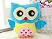 Rainbow Fox Owl Stuffed Toy Plush Doll Lovely Owl Shaped Perfect Decorative Pillow (Blue)